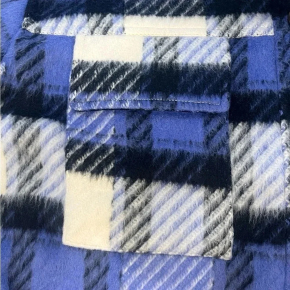 Anthropologie Avec Les Filles Size 2X Blue & White Plaid Button-Up Shacket  NWT - Picture 11 of 11